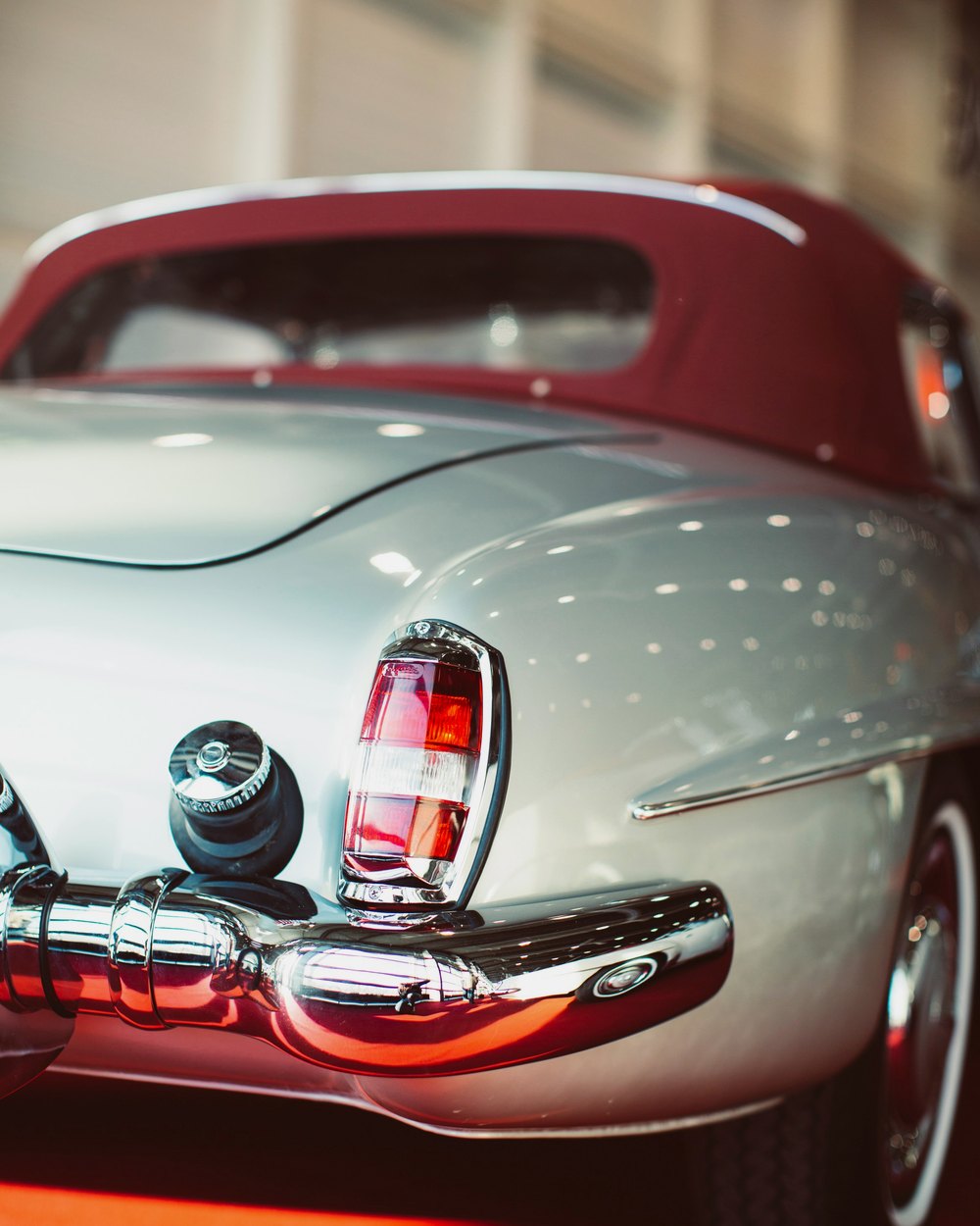 Chrome detailing on a classic convertible
