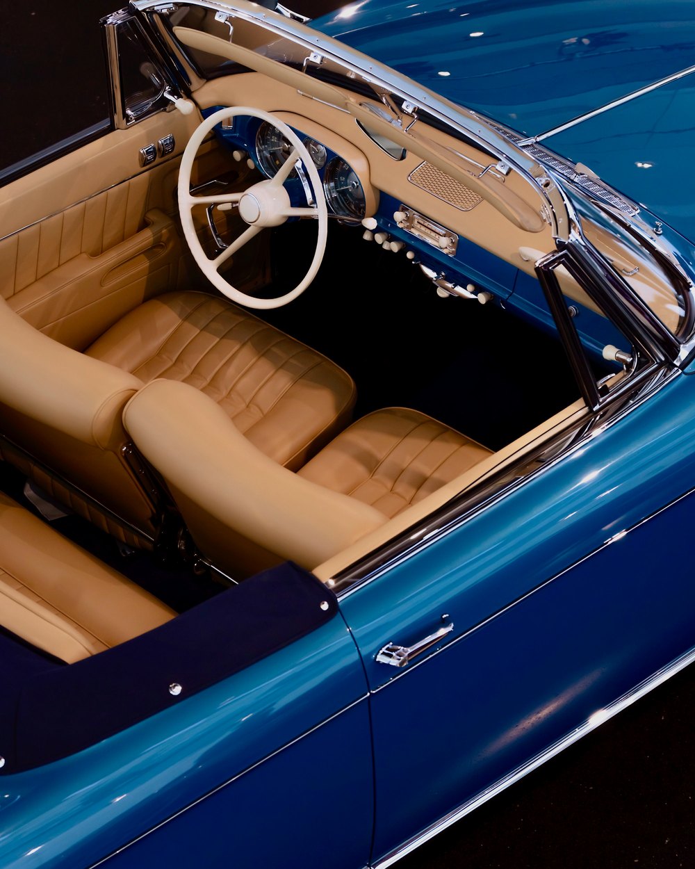 Hand-finished interior of a classic convertible